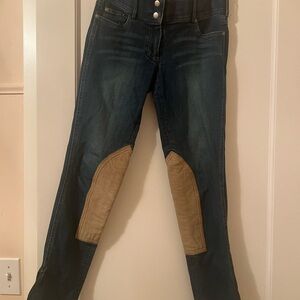 Stylish Blue Jeans with Tan Accents